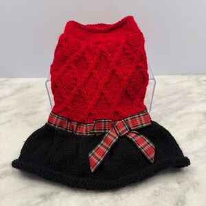 Red and black dog sweater dress